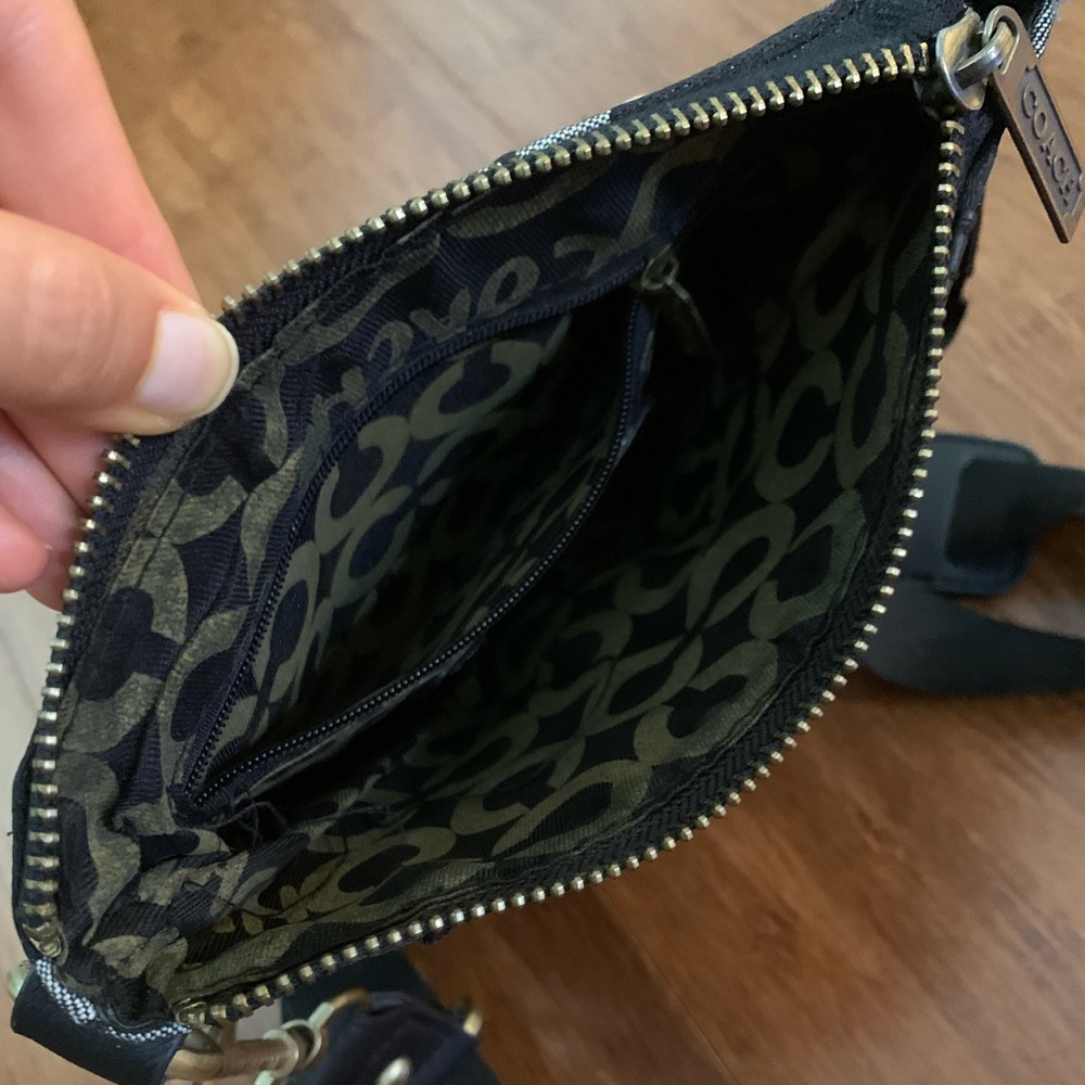 COACH Black & Grey Y2K Monogram Logo Signature Canvas Crossbody Satchel Bag - Picture 5 of 11